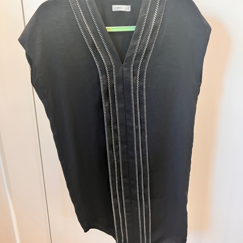 Vince Black Midi Dress with White Accents